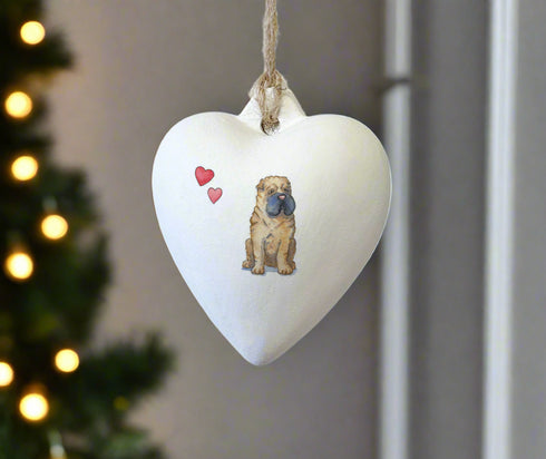 Shar Pei Ceramic Heart Bauble